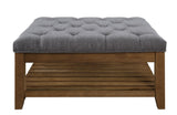 Aizen Transitional Cocktail Ottoman Gray Fabric(#) & Weathered Oak Finish 96558-ACME