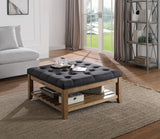 Aizen Transitional Cocktail Ottoman Dark Gray Fabric(#) & Weathered Oak Finish 96560-ACME