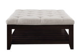 Aizen Transitional Cocktail Ottoman Beige Fabric(#) & Espresso Finish 96562-ACME