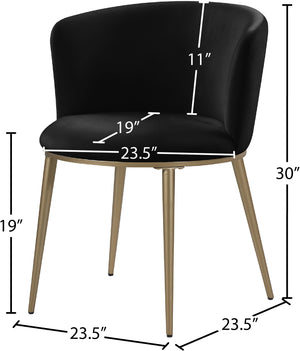 Skylar Velvet / Engineered Wood / Iron / Foam Contemporary Black Velvet Dining Chair - 23.5" W x 23.5" D x 30" H