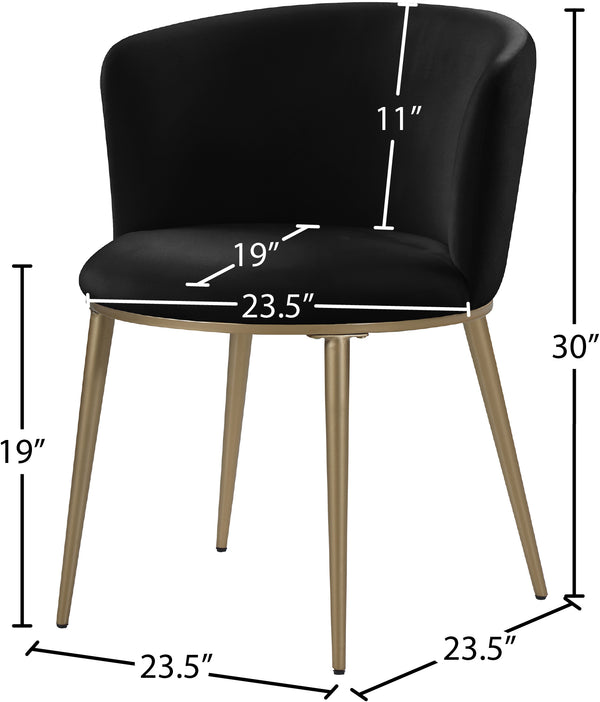 Skylar Velvet / Engineered Wood / Iron / Foam Contemporary Black Velvet Dining Chair - 23.5" W x 23.5" D x 30" H