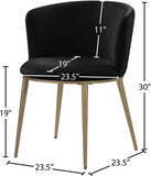 Skylar Velvet / Engineered Wood / Iron / Foam Contemporary Black Velvet Dining Chair - 23.5" W x 23.5" D x 30" H