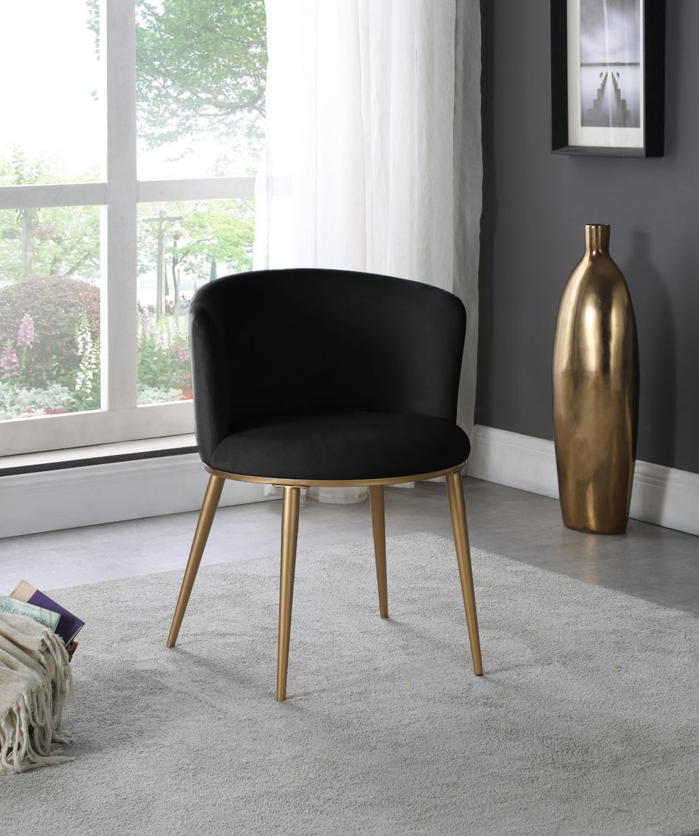 Skylar Velvet / Engineered Wood / Iron / Foam Contemporary Black Velvet Dining Chair - 23.5" W x 23.5" D x 30" H