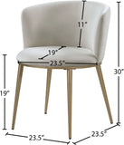 Skylar Velvet / Engineered Wood / Iron / Foam Contemporary Cream Velvet Dining Chair - 23.5" W x 23.5" D x 30" H