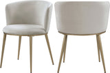 Skylar Velvet / Engineered Wood / Iron / Foam Contemporary Cream Velvet Dining Chair - 23.5" W x 23.5" D x 30" H