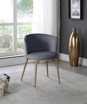Skylar Velvet / Engineered Wood / Iron / Foam Contemporary Grey Velvet Dining Chair - 23.5" W x 23.5" D x 30" H