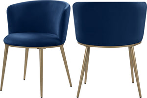 Skylar Velvet / Engineered Wood / Iron / Foam Contemporary Navy Velvet Dining Chair - 23.5" W x 23.5" D x 30" H