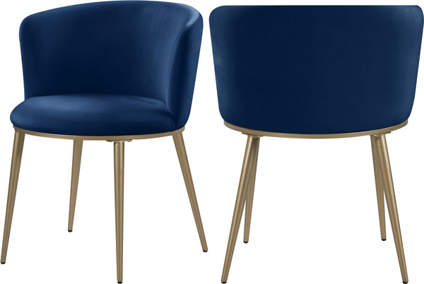 Skylar Velvet / Engineered Wood / Iron / Foam Contemporary Navy Velvet Dining Chair - 23.5" W x 23.5" D x 30" H