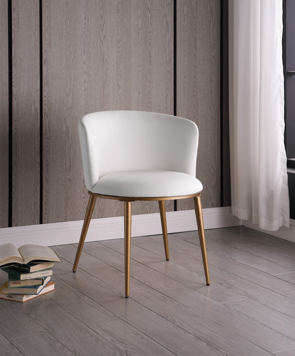 Skylar Faux Leather / Iron / Engineered Wood / Foam Contemporary White Faux Leather Dining Chair - 23.5" W x 23.5" D x 30" H