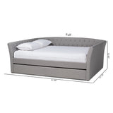 Baxton Studio Delora Modern and Contemporary Light Grey Fabric Upholstered Queen Size Daybed with Roll-Out Trundle Bed