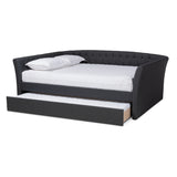 Baxton Studio Delora Modern and Contemporary Dark Grey Fabric Upholstered Queen Size Daybed with Roll-Out Trundle Bed