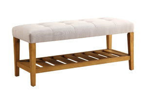 Charla Contemporary/Casual Bench Light Gray Fabric (cc# tbc) • Oak (Nature - Wood Leg/Shelf) 96680-ACME