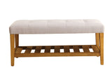 Charla Contemporary/Casual Bench Light Gray Fabric (cc# tbc) • Oak (Nature - Wood Leg/Shelf) 96680-ACME