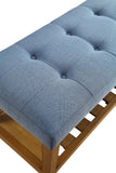 Charla Contemporary/Casual Bench Blue Fabric (cc# tbc) • Oak (Nature - Wood Leg/Shelf) 96684-ACME