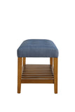 Charla Contemporary/Casual Bench Blue Fabric (cc# tbc) • Oak (Nature - Wood Leg/Shelf) 96684-ACME