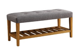 Charla Contemporary/Casual Bench Gray Fabric (cc# tbc) • Oak (Nature - Wood Leg/Shelf) 96686-ACME