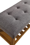 Charla Contemporary/Casual Bench Gray Fabric (cc# tbc) • Oak (Nature - Wood Leg/Shelf) 96686-ACME