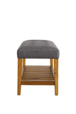 Charla Contemporary/Casual Bench Gray Fabric (cc# tbc) • Oak (Nature - Wood Leg/Shelf) 96686-ACME