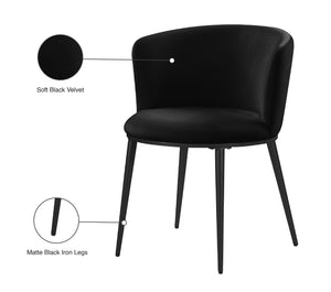 Skylar Velvet / Engineered Wood / Iron Contemporary Black Velvet Dining Chair - 23.5" W x 23.5" D x 30" H