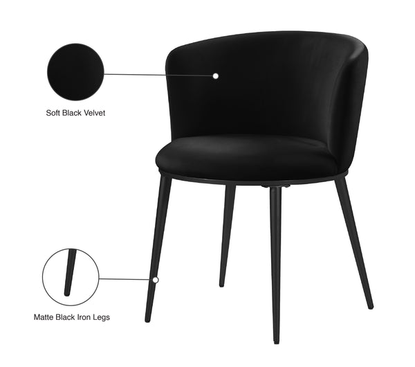 Skylar Velvet / Engineered Wood / Iron Contemporary Black Velvet Dining Chair - 23.5" W x 23.5" D x 30" H