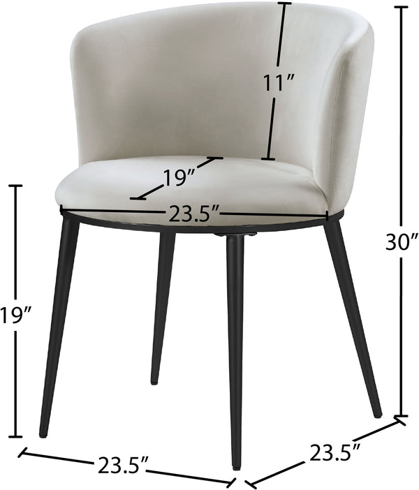 Skylar Velvet / Engineered Wood / Iron Contemporary Cream Velvet Dining Chair - 23.5" W x 23.5" D x 30" H