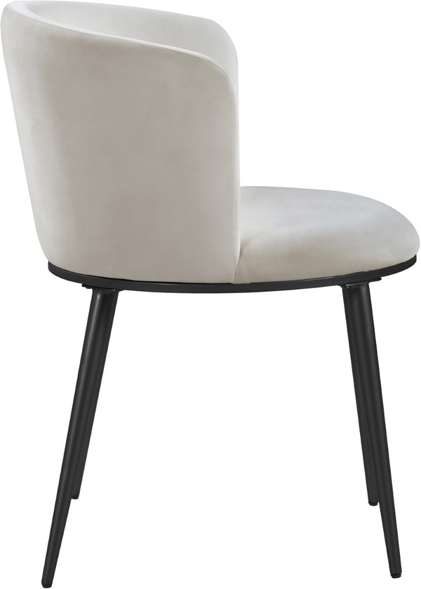 Skylar Velvet / Engineered Wood / Iron Contemporary Cream Velvet Dining Chair - 23.5" W x 23.5" D x 30" H