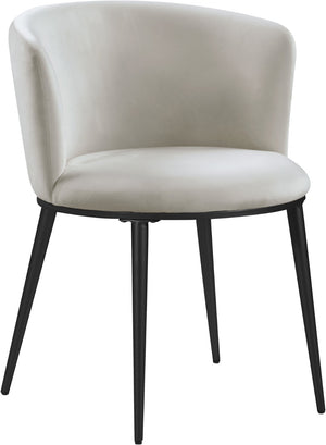 Skylar Velvet / Engineered Wood / Iron Contemporary Cream Velvet Dining Chair - 23.5" W x 23.5" D x 30" H