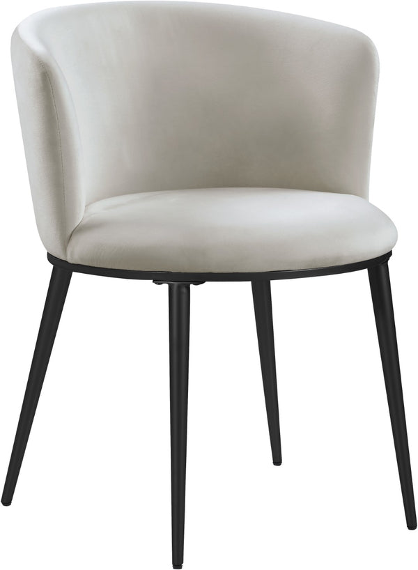 Skylar Velvet / Engineered Wood / Iron Contemporary Cream Velvet Dining Chair - 23.5" W x 23.5" D x 30" H