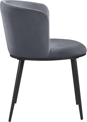 Skylar Velvet / Engineered Wood / Iron Contemporary Grey Velvet Dining Chair - 23.5" W x 23.5" D x 30" H
