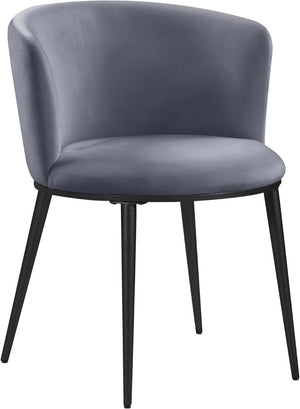 Skylar Velvet / Engineered Wood / Iron Contemporary Grey Velvet Dining Chair - 23.5" W x 23.5" D x 30" H