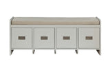 Berci Transitional Bench with Storage Beige Fabric (tbc) • White 96775-ACME