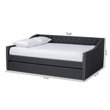 Baxton Studio Haylie Modern and Contemporary Dark Grey Fabric Upholstered Full Size Daybed with Roll-Out Trundle Bed