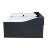 Baxton Studio Haylie Modern and Contemporary Dark Grey Fabric Upholstered Queen Size Daybed with Roll-Out Trundle Bed