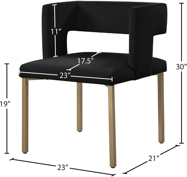 Caleb Velvet / Engineered Wood / Iron / Foam Contemporary Black Velvet Dining Chair - 23" W x 21" D x 30" H