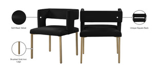 Caleb Velvet / Engineered Wood / Iron / Foam Contemporary Black Velvet Dining Chair - 23" W x 21" D x 30" H
