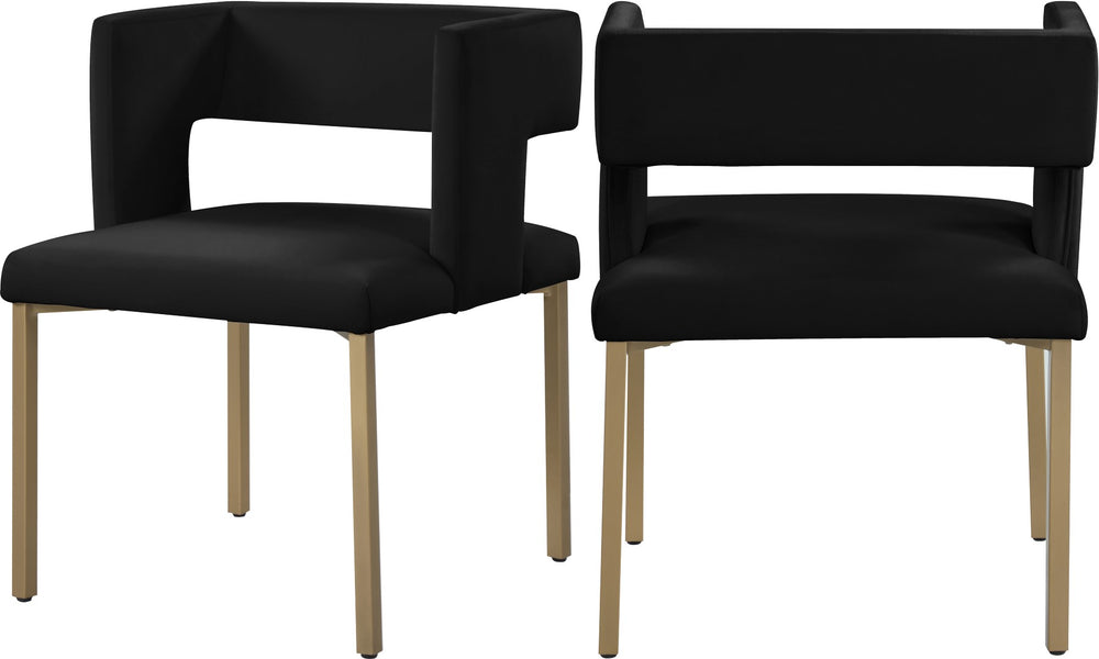 Caleb Velvet / Engineered Wood / Iron / Foam Contemporary Black Velvet Dining Chair - 23" W x 21" D x 30" H