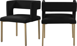 Caleb Velvet / Engineered Wood / Iron / Foam Contemporary Black Velvet Dining Chair - 23" W x 21" D x 30" H