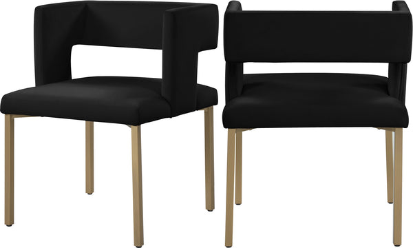 Caleb Velvet / Engineered Wood / Iron / Foam Contemporary Black Velvet Dining Chair - 23" W x 21" D x 30" H