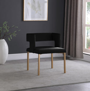 Caleb Velvet / Engineered Wood / Iron / Foam Contemporary Black Velvet Dining Chair - 23" W x 21" D x 30" H