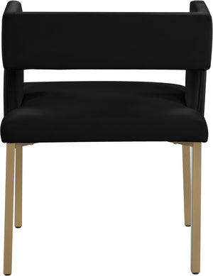 Caleb Velvet / Engineered Wood / Iron / Foam Contemporary Black Velvet Dining Chair - 23" W x 21" D x 30" H