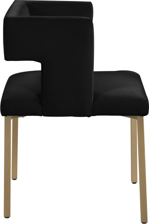 Caleb Velvet / Engineered Wood / Iron / Foam Contemporary Black Velvet Dining Chair - 23" W x 21" D x 30" H