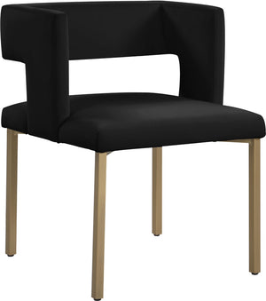 Caleb Velvet / Engineered Wood / Iron / Foam Contemporary Black Velvet Dining Chair - 23" W x 21" D x 30" H