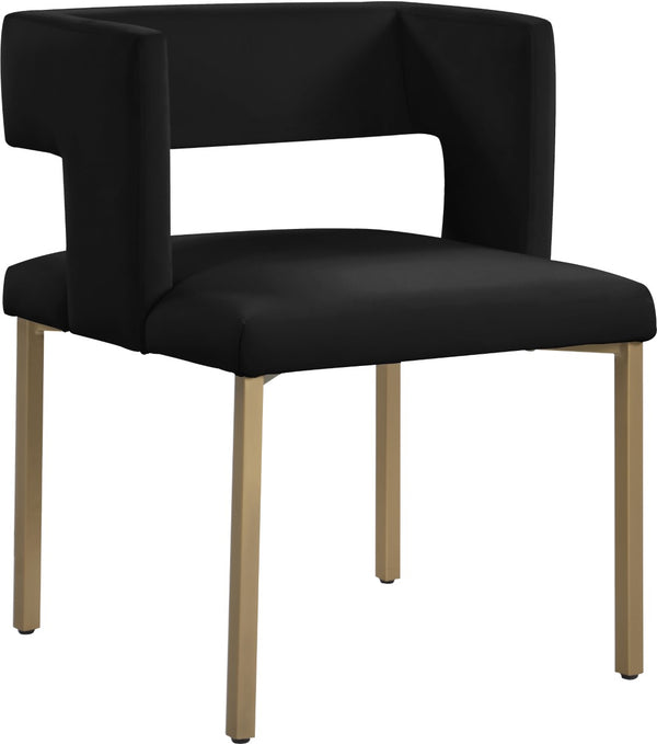Caleb Velvet / Engineered Wood / Iron / Foam Contemporary Black Velvet Dining Chair - 23" W x 21" D x 30" H
