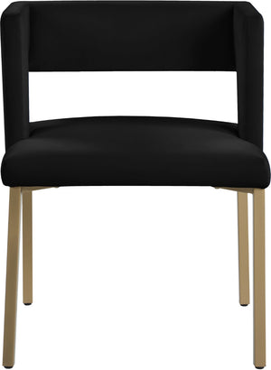 Caleb Velvet / Engineered Wood / Iron / Foam Contemporary Black Velvet Dining Chair - 23" W x 21" D x 30" H