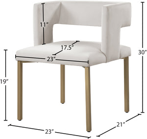 Caleb Velvet / Engineered Wood / Iron / Foam Contemporary Cream Velvet Dining Chair - 23" W x 21" D x 30" H