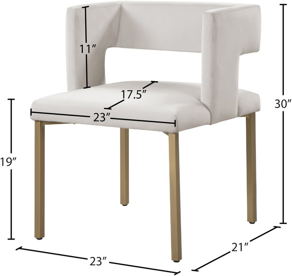 Caleb Velvet / Engineered Wood / Iron / Foam Contemporary Cream Velvet Dining Chair - 23" W x 21" D x 30" H