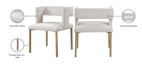 Caleb Velvet / Engineered Wood / Iron / Foam Contemporary Cream Velvet Dining Chair - 23" W x 21" D x 30" H