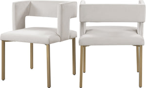 Caleb Velvet / Engineered Wood / Iron / Foam Contemporary Cream Velvet Dining Chair - 23" W x 21" D x 30" H