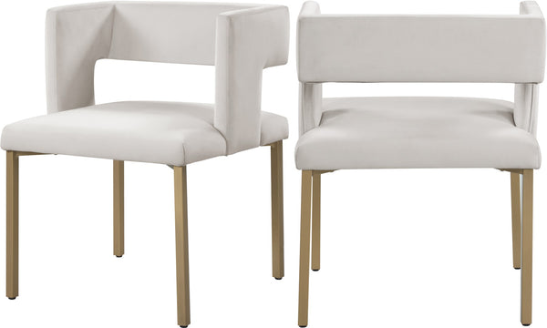 Caleb Velvet / Engineered Wood / Iron / Foam Contemporary Cream Velvet Dining Chair - 23" W x 21" D x 30" H