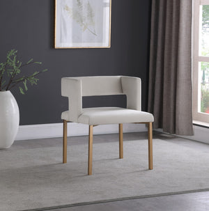 Caleb Velvet / Engineered Wood / Iron / Foam Contemporary Cream Velvet Dining Chair - 23" W x 21" D x 30" H